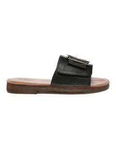 Bera Leather Buckle Ultra Soft Flats in Black