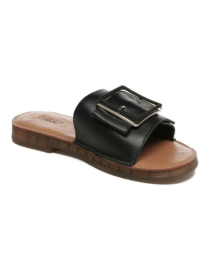 Bera Leather Buckle Ultra Soft Flats in Black image 2