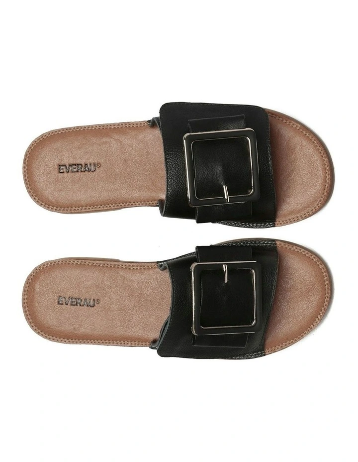Bera Leather Buckle Ultra Soft Flats in Black image 5