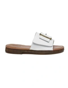 Bera Leather Buckle Ultra Soft Flats in White