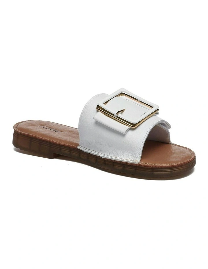 Bera Leather Buckle Ultra Soft Flats in White image 2