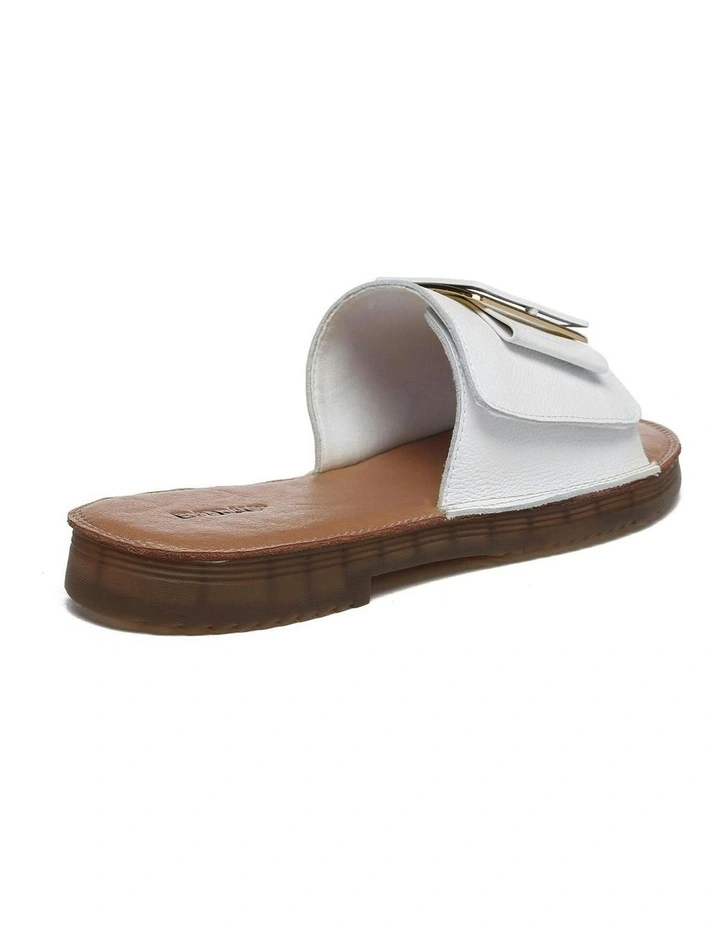 Bera Leather Buckle Ultra Soft Flats in White image 3