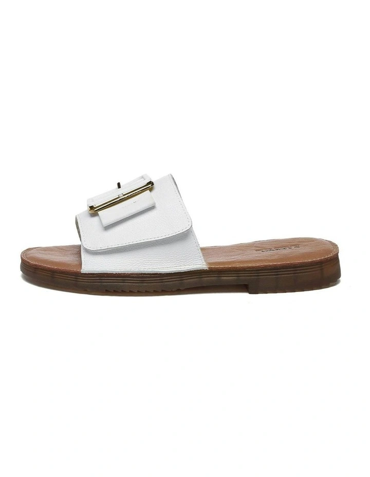 Bera Leather Buckle Ultra Soft Flats in White image 4