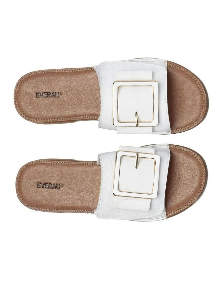 Bera Leather Buckle Ultra Soft Flats in White image 5