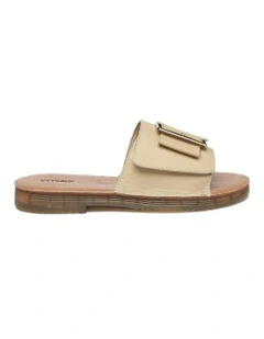 Bera Leather Buckle Ultra Soft Flats in Nude