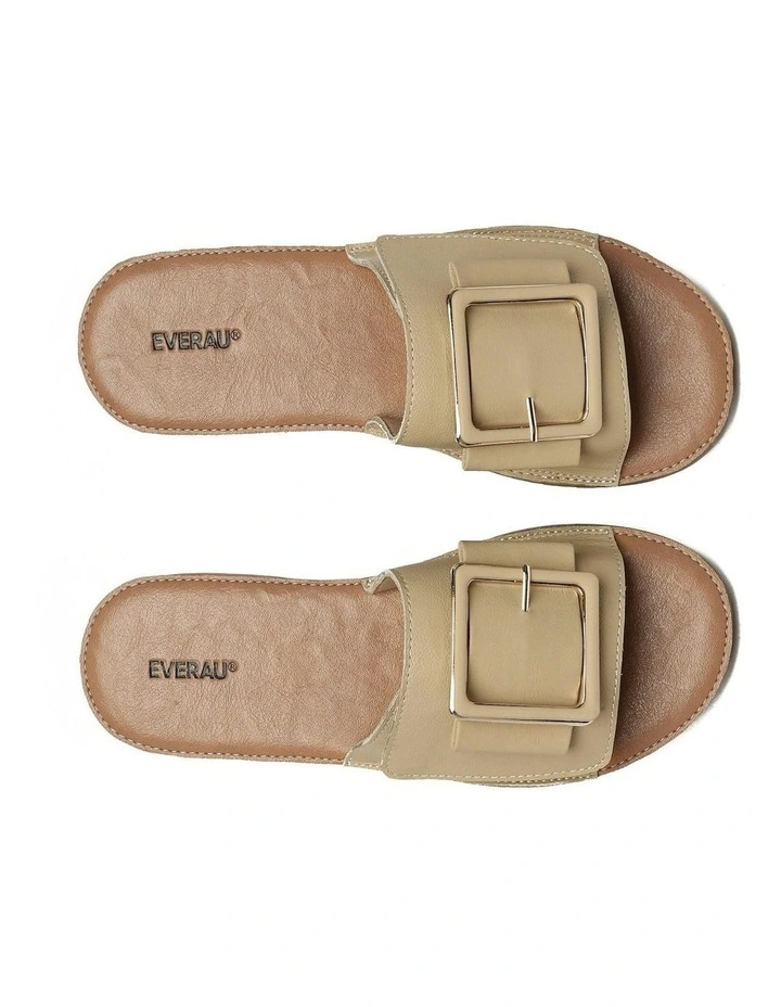 Bera Leather Buckle Ultra Soft Flats in Nude image 5