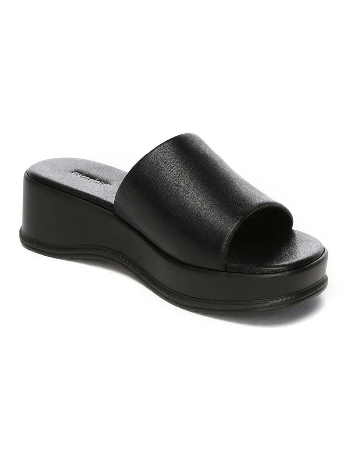 Fiona Leather Platform Slides in Black image 2