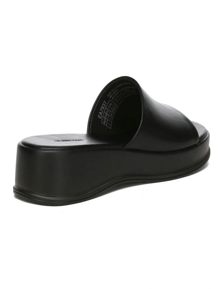 Fiona Leather Platform Slides in Black image 3