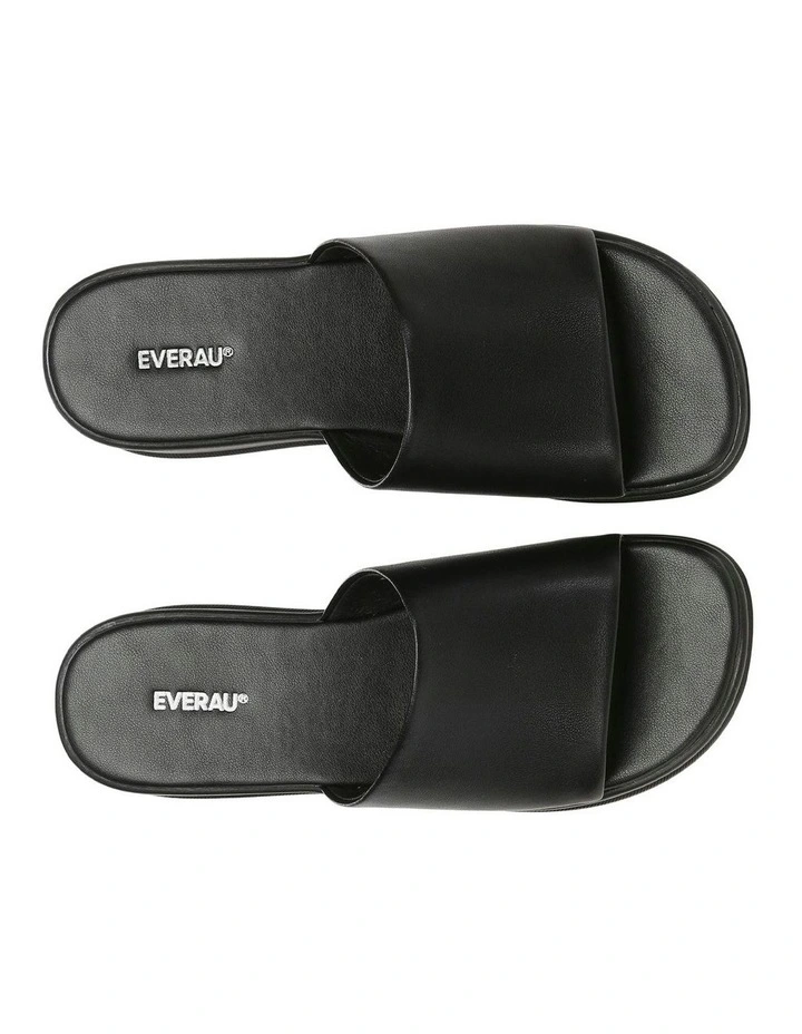 Fiona Leather Platform Slides in Black image 5