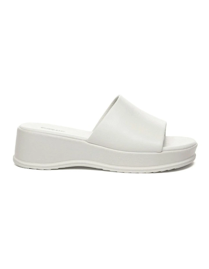 Fiona Leather Platform Slides in White image 1