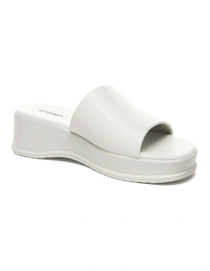 Fiona Leather Platform Slides in White image 2