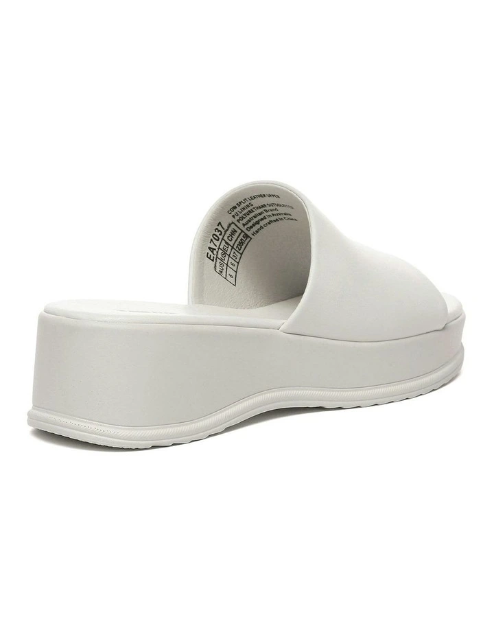 Fiona Leather Platform Slides in White image 3