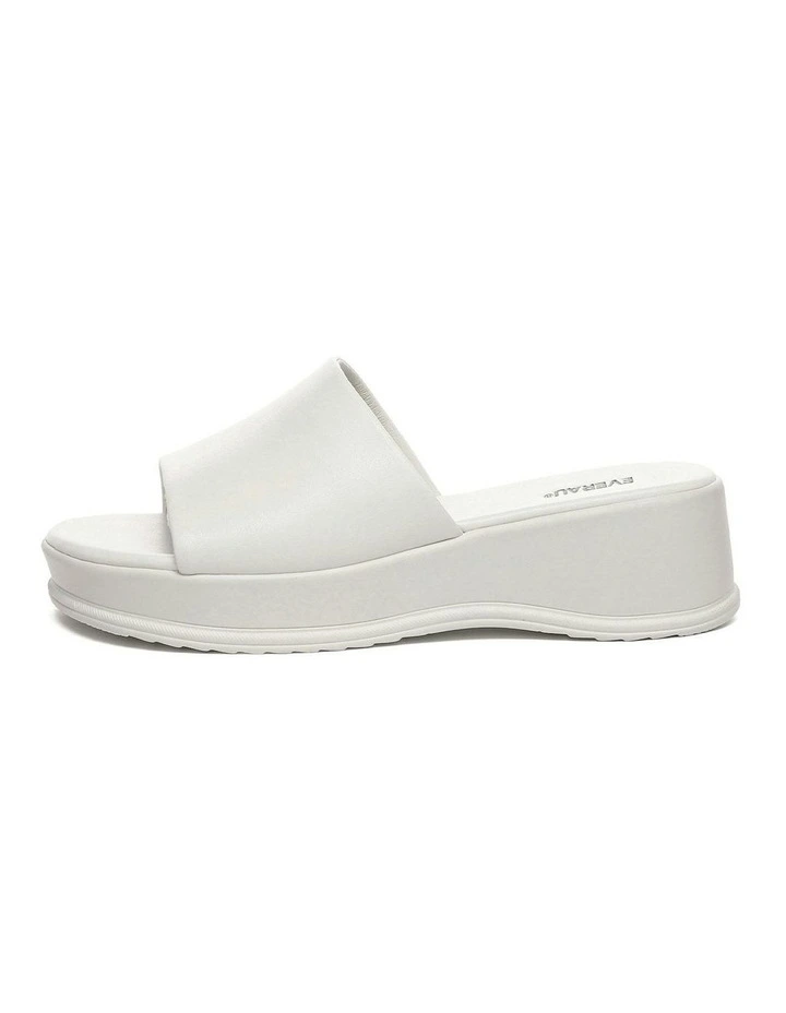 Fiona Leather Platform Slides in White image 4