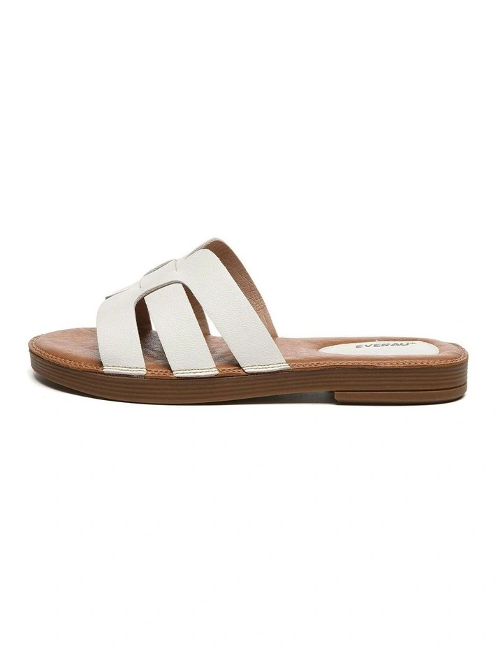 Leather Ultra Soft Flats in White image 4