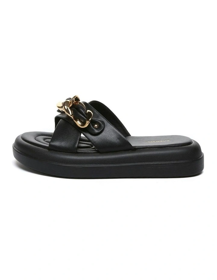 Chiffon Platform Thong in Black image 4