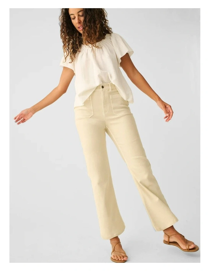 Dream Cotton Gauze Wide Leg Pant in White image 3