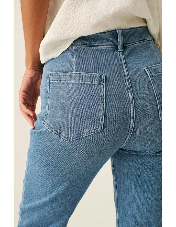 Stretch Terry Wide Leg Pant in Blue image 4