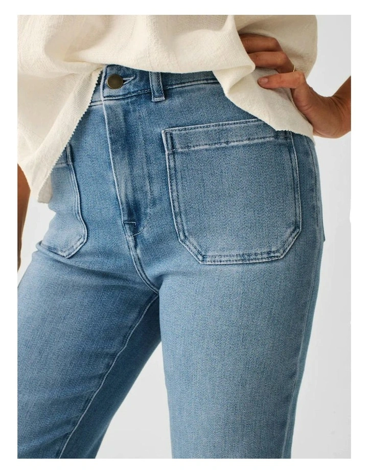 Stretch Terry Wide Leg Pant in Blue image 5