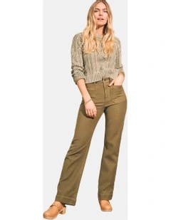 Stretch Terry Wide Leg Pant in Bone White