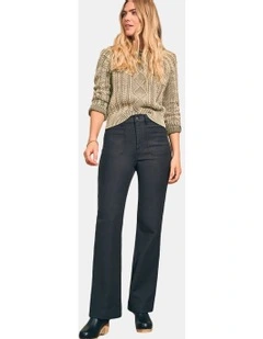 Stretch Terry Wide Leg Pant in Washed Black