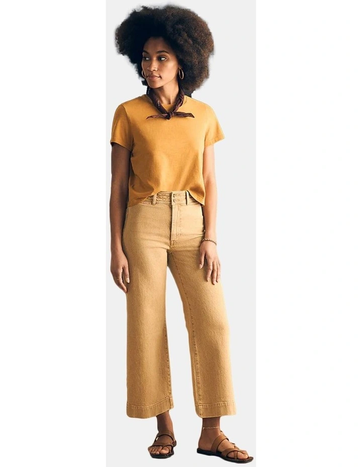 Natural Dye Denim Harbor Crop Pant in Sand image 1
