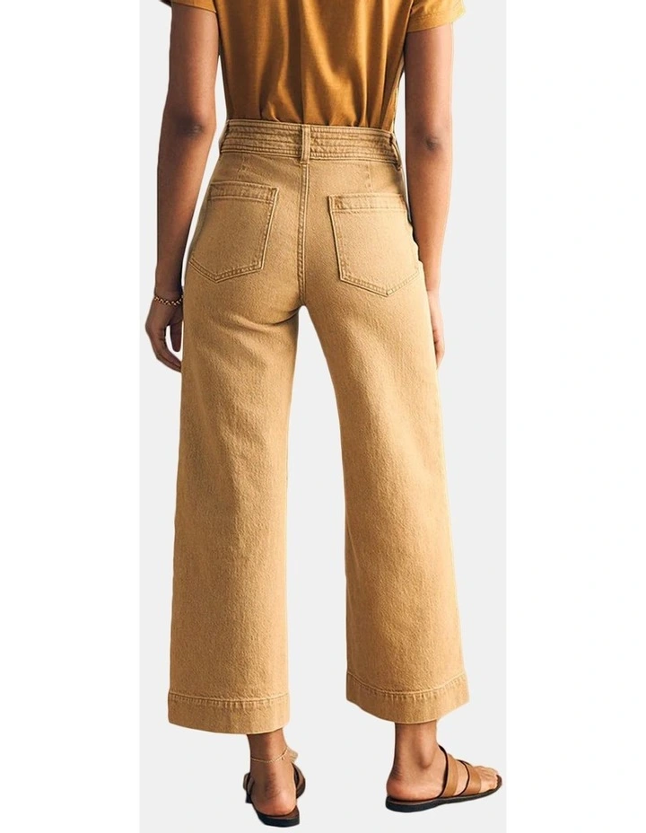 Natural Dye Denim Harbor Crop Pant in Sand image 2