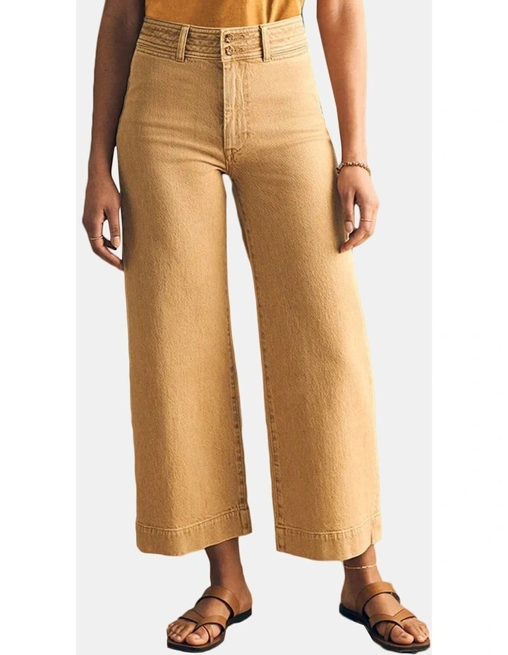 Natural Dye Denim Harbor Crop Pant in Sand image 3