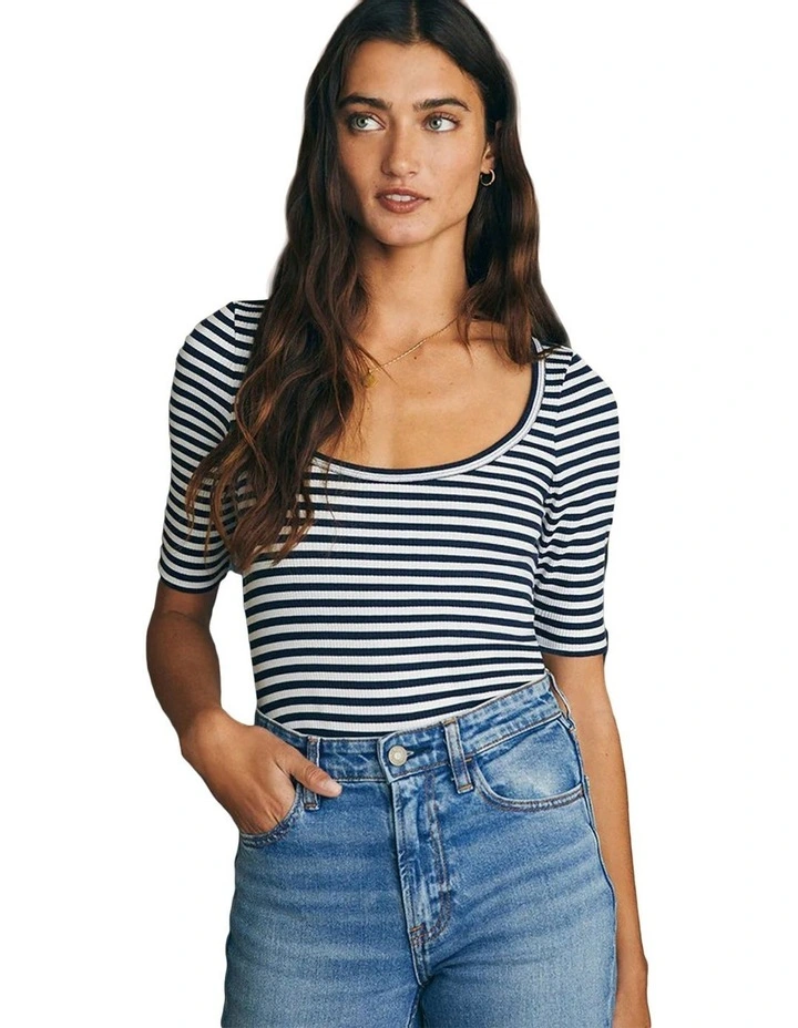 Freestyle Rib Knit Tee in Navy image 1