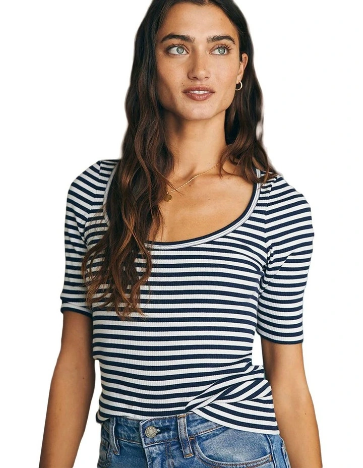 Freestyle Rib Knit Tee in Navy image 2