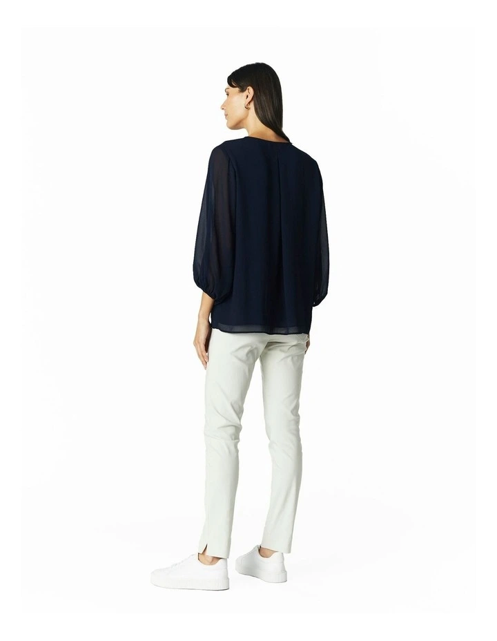 V-Neck Long Sleeve Top in Ink image 2