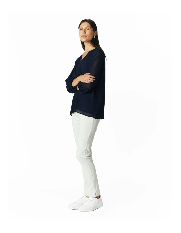 V-Neck Long Sleeve Top in Ink image 3