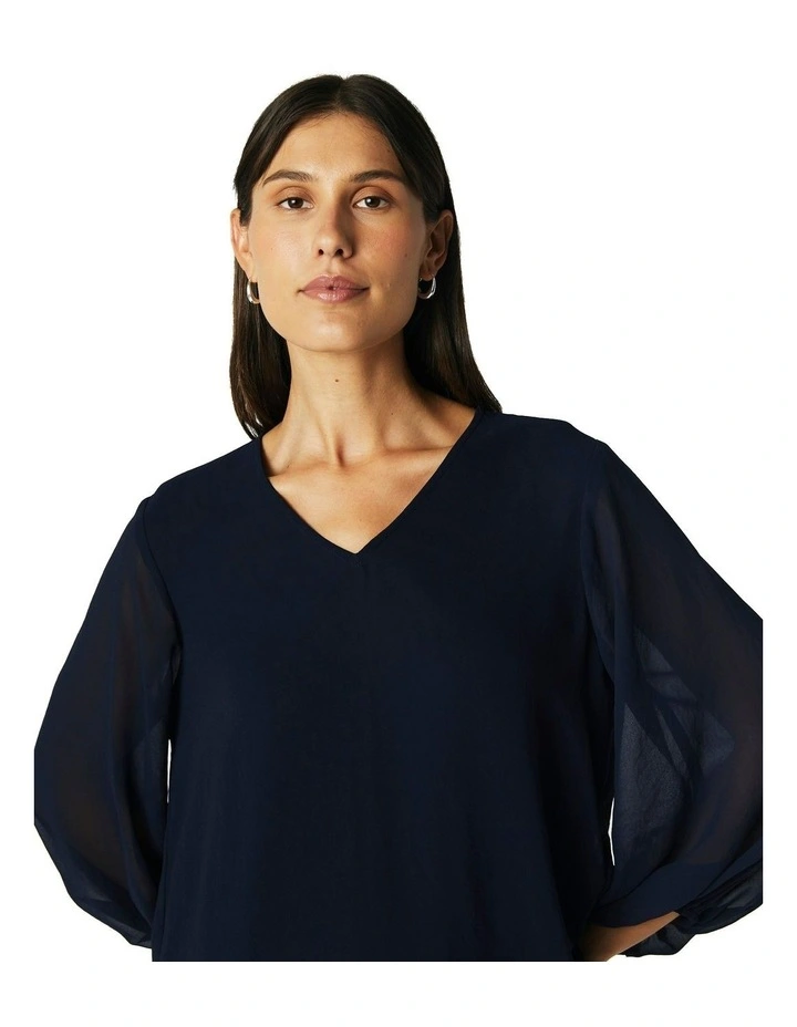 V-Neck Long Sleeve Top in Ink image 4