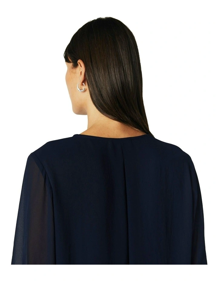 V-Neck Long Sleeve Top in Ink image 6