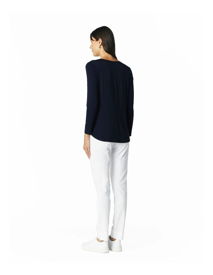 Crew Neck Long Sleeve Top in Ink image 2