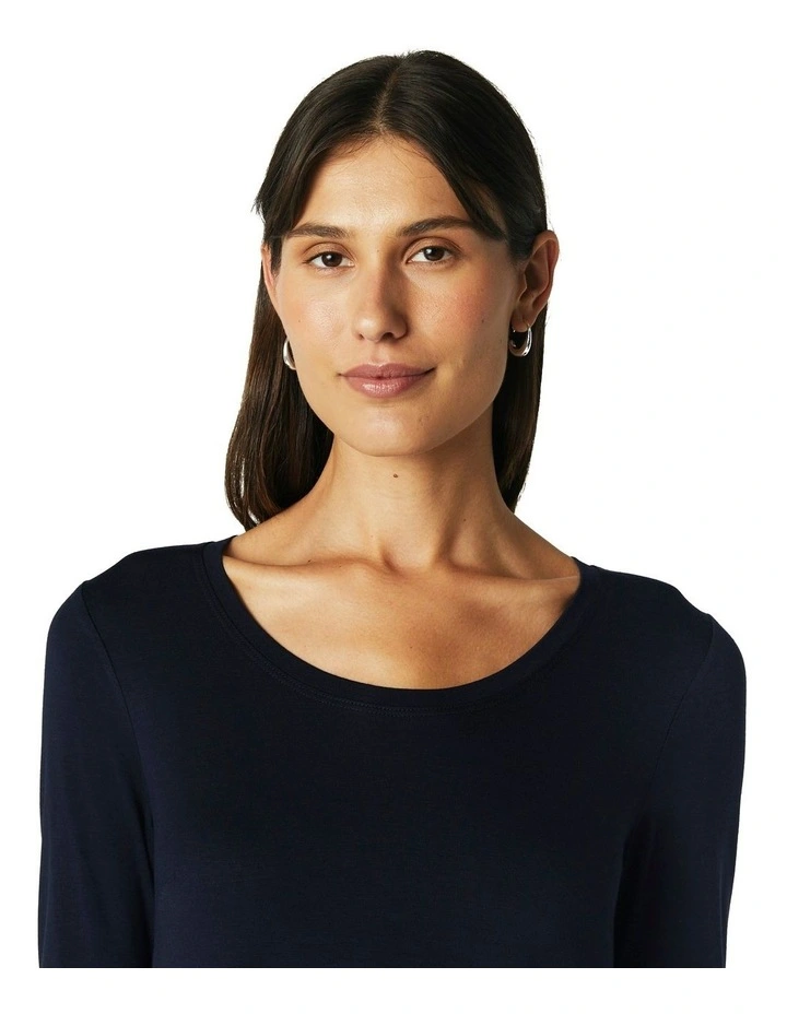 Crew Neck Long Sleeve Top in Ink image 4