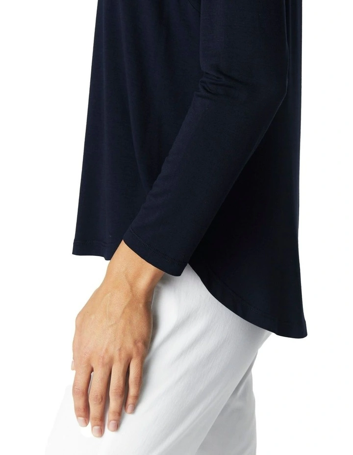Crew Neck Long Sleeve Top in Ink image 5