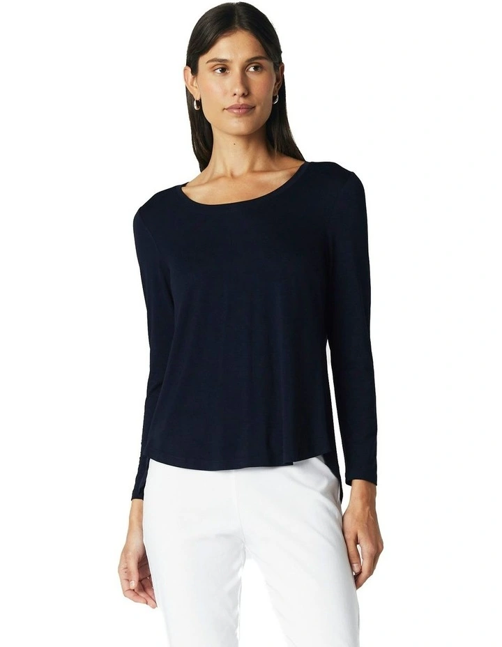 Crew Neck Long Sleeve Top in Ink image 6