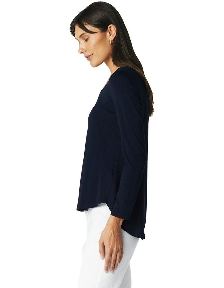 Crew Neck Long Sleeve Top in Ink image 7