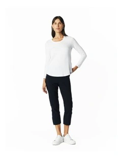 Crew Neck Long Sleeve Top in White