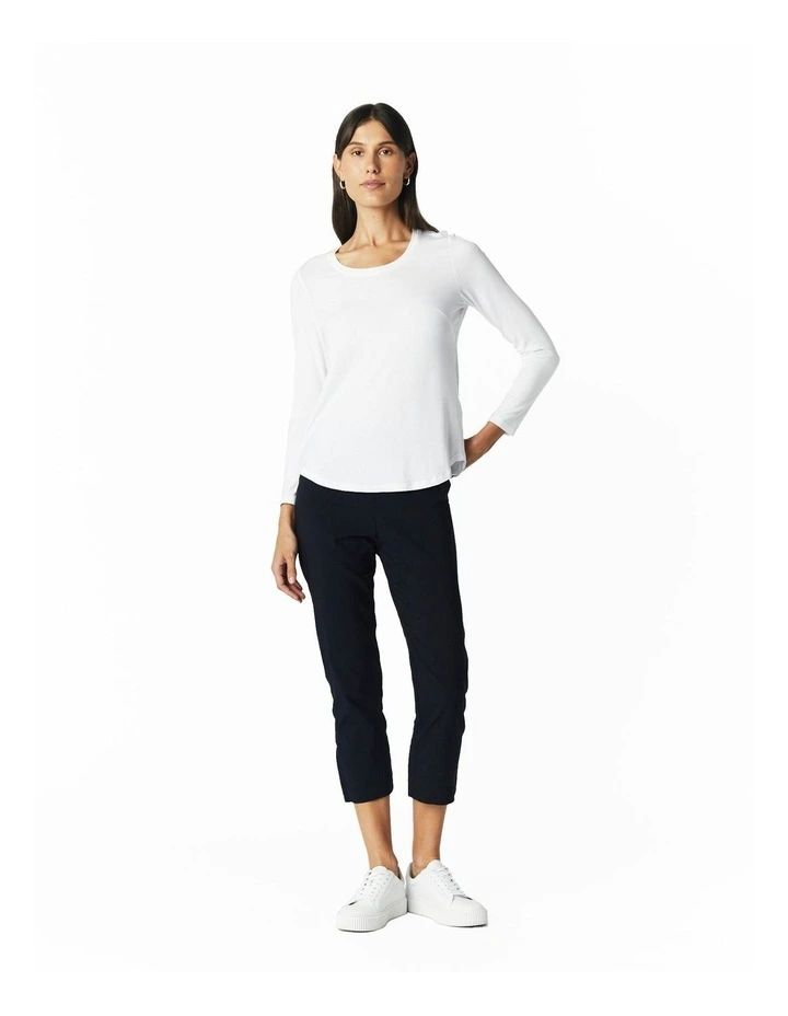 Crew Neck Long Sleeve Top in White image 1