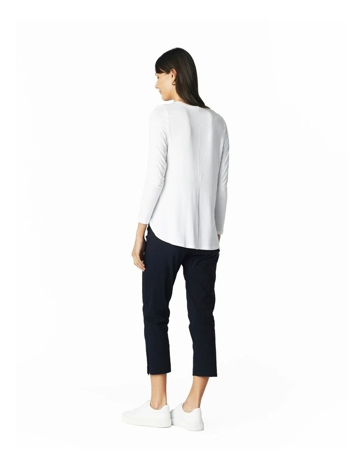 Crew Neck Long Sleeve Top in White image 2