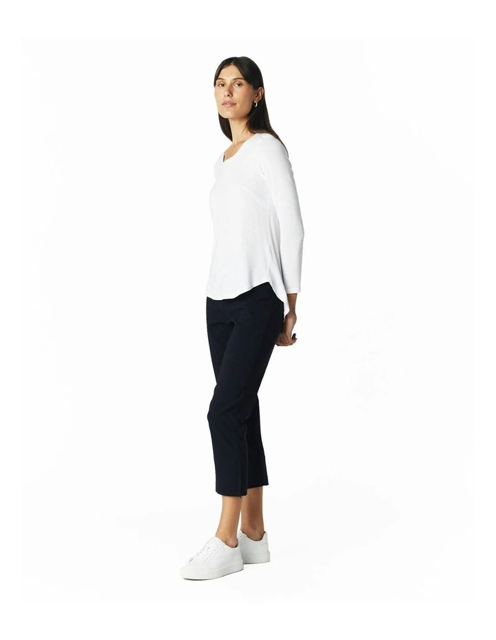 Crew Neck Long Sleeve Top in White image 3