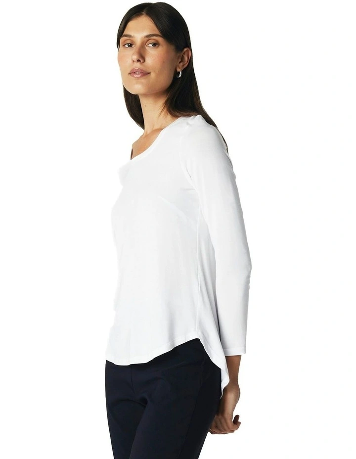 Crew Neck Long Sleeve Top in White image 7