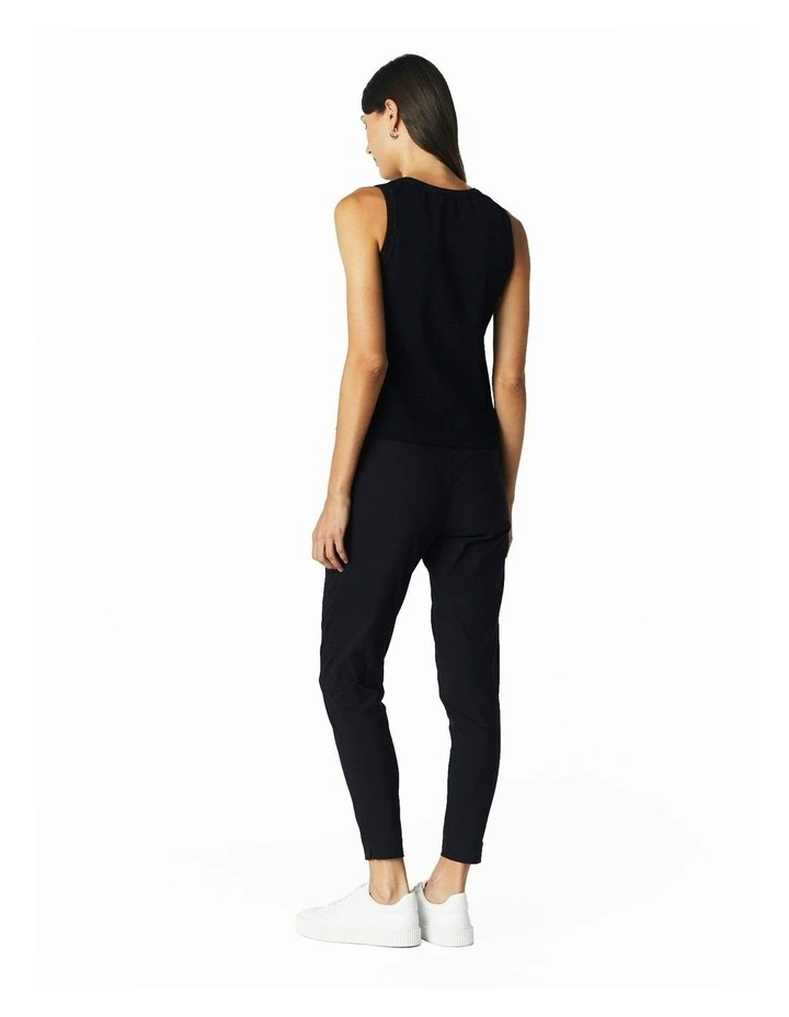 Rib Knit Tank in Black image 2