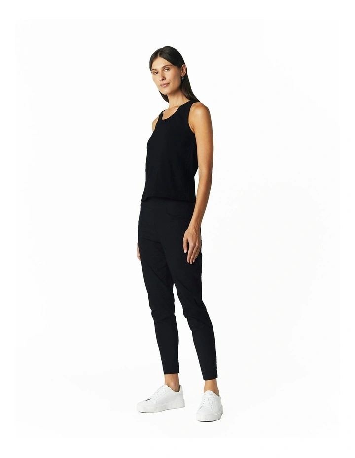 Rib Knit Tank in Black image 3