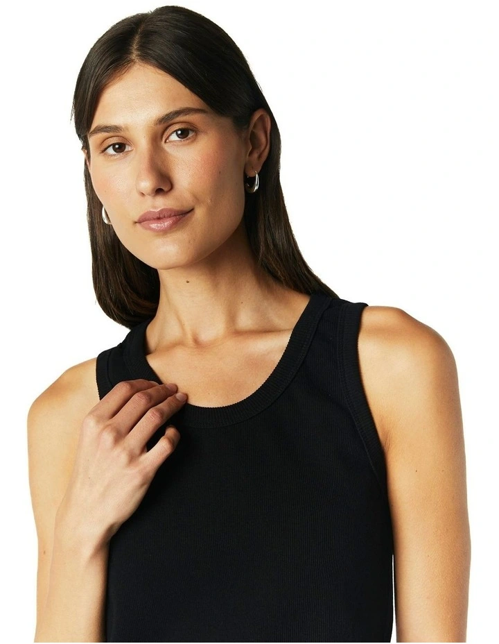 Rib Knit Tank in Black image 4