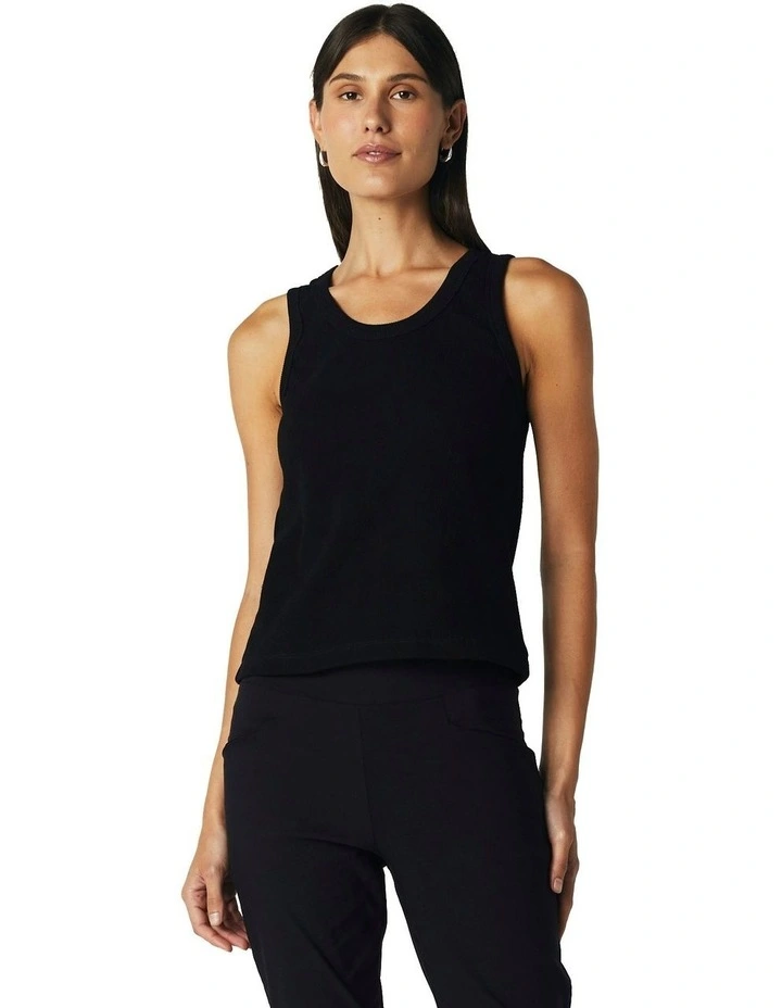 Rib Knit Tank in Black image 5