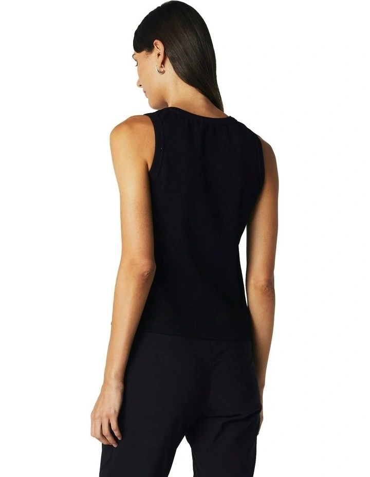 Rib Knit Tank in Black image 7
