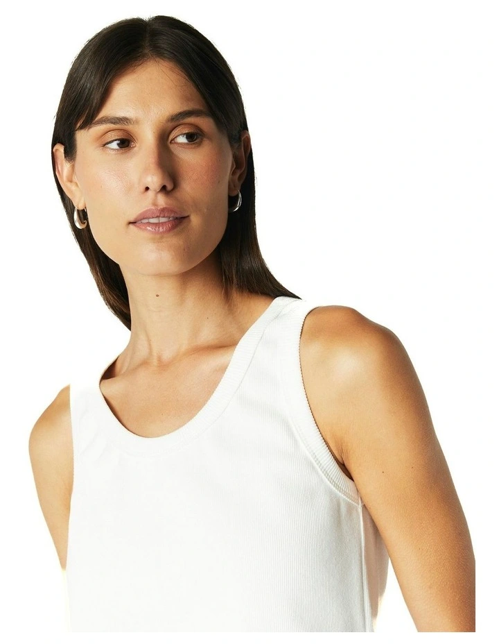 Rib Knit Tank in White image 4