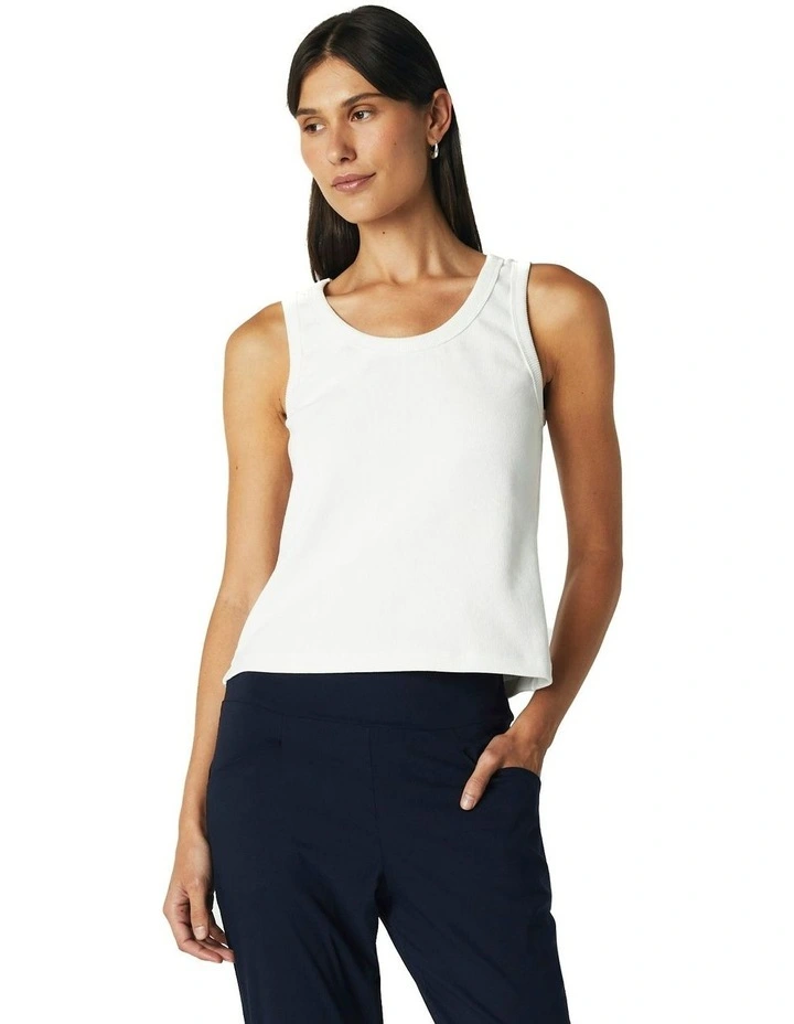 Rib Knit Tank in White image 5
